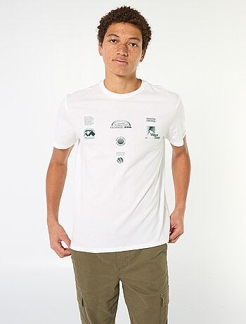 T-shirt de algodão estampado de mangas curtas