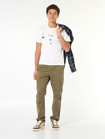 T-shirt de algodão estampado de mangas curtas