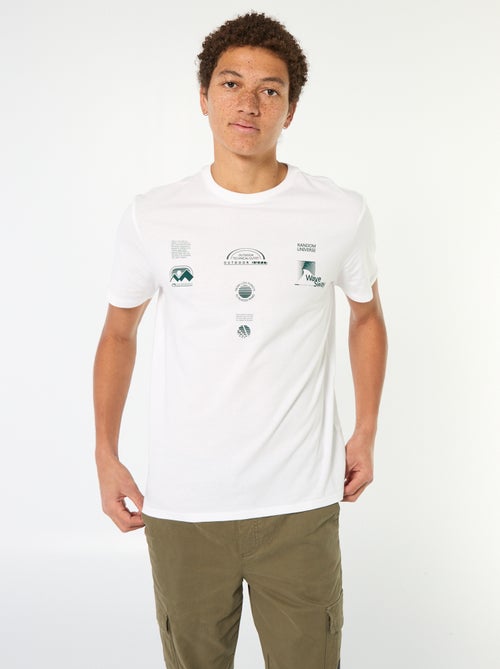 T-shirt de algodão estampado de mangas curtas - Kiabi