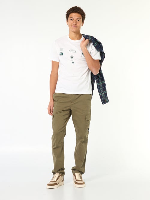 T-shirt de algodão estampado de mangas curtas - Kiabi