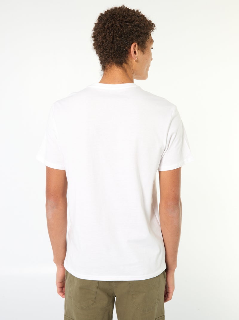 T-shirt de algodão estampado de mangas curtas Branco - Kiabi