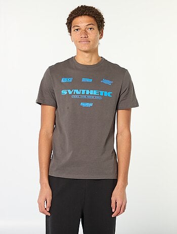 T-shirt de algodão estampado de mangas curtas