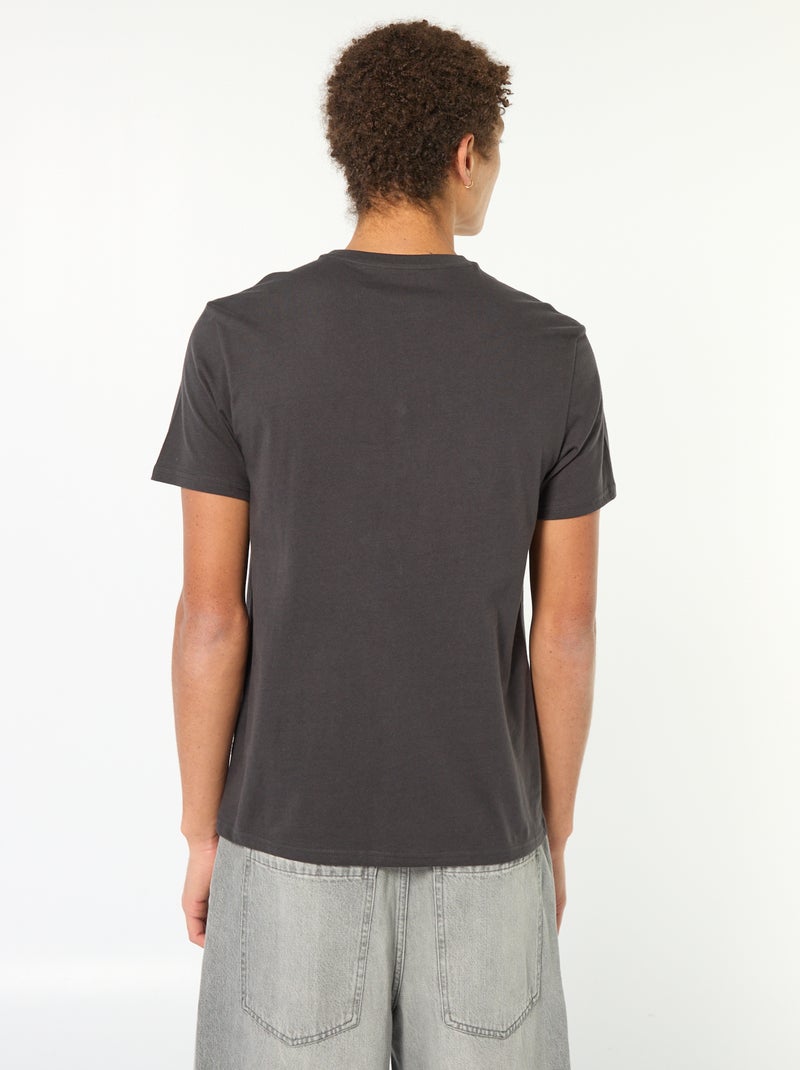 T-shirt de algodão estampado de mangas curtas Preto - Kiabi