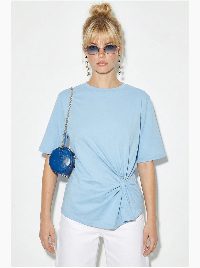 T-shirt de algodão feminina lucci Azul-céu - Kiabi