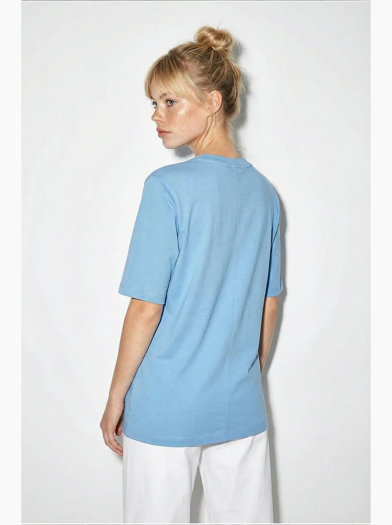 T-shirt de algodão feminina lucci Azul-céu - Kiabi