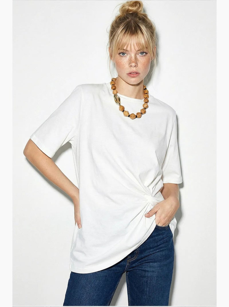 T-shirt de algodão feminina lucci Branco - Kiabi