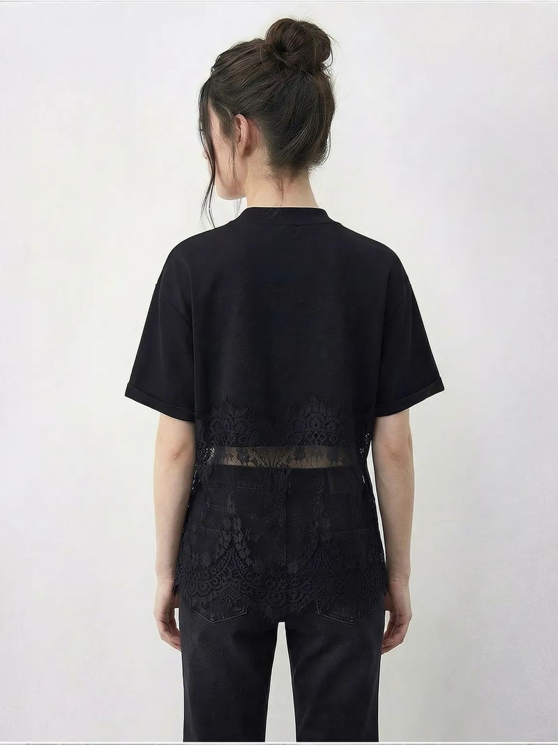 T-shirt de algodão feminina lucci Preto - Kiabi