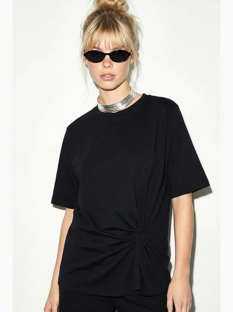 T-shirt de algodão feminina lucci Preto - Kiabi