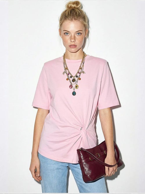 T-shirt de algodão feminina lucci - Kiabi