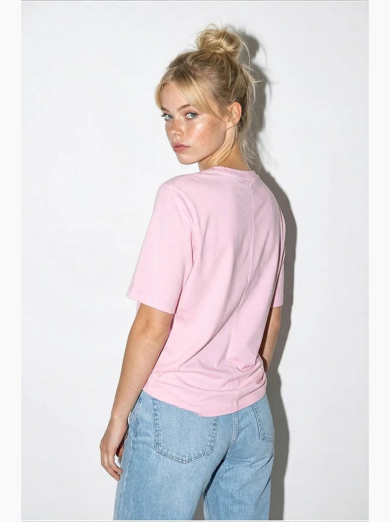 T-shirt de algodão feminina lucci Rosa doce - Kiabi