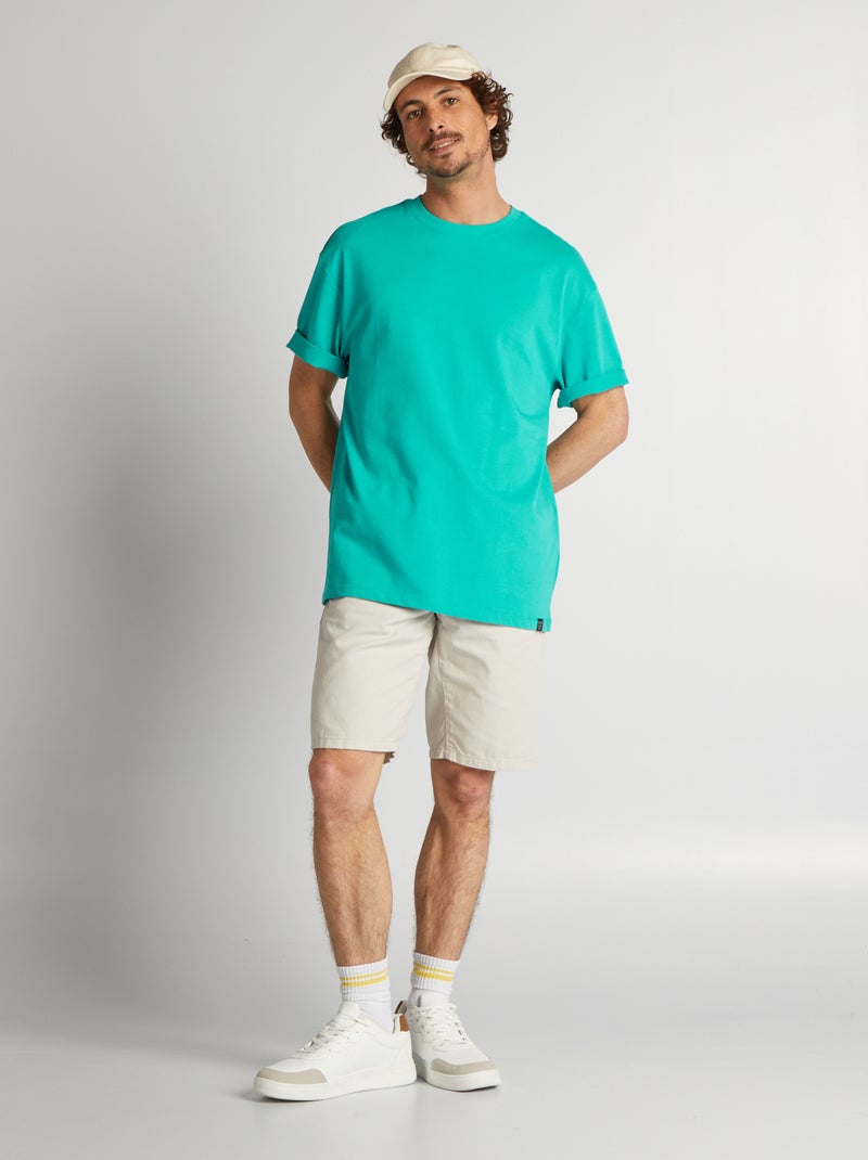 T-shirt de algodão lisa AZUL - Kiabi