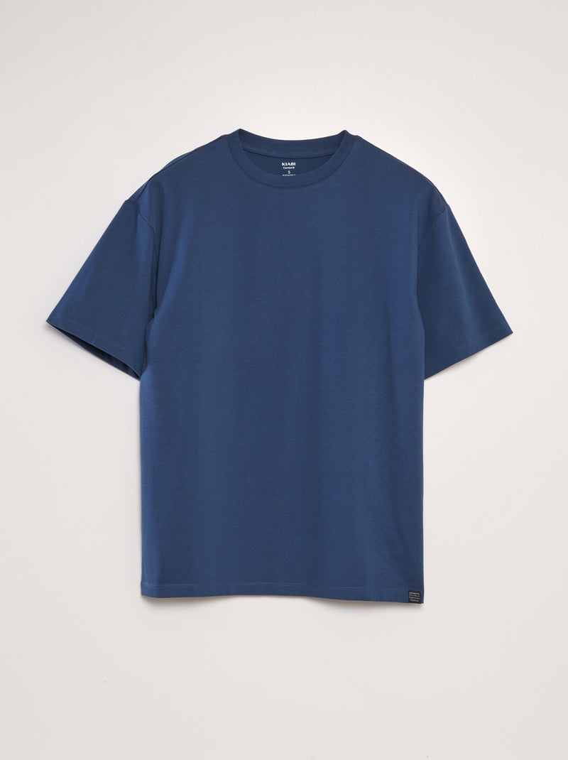T-shirt de algodão lisa AZUL - Kiabi