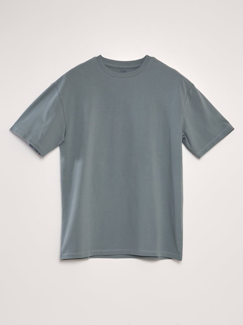 T-shirt de algodão lisa AZUL - Kiabi