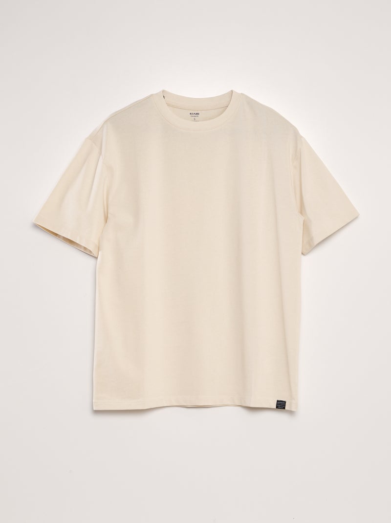 T-shirt de algodão lisa BEGE - Kiabi