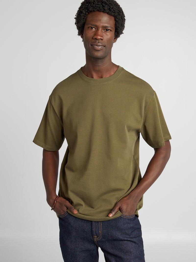 T-shirt de algodão lisa CAQUI - Kiabi