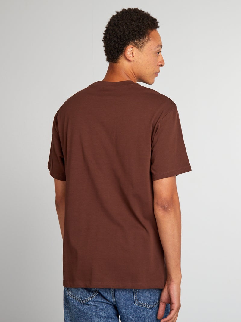 T-shirt de algodão lisa CASTANHO - Kiabi