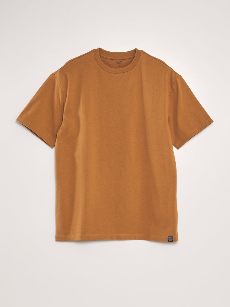 T-shirt de algodão lisa CASTANHO - Kiabi