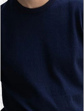 T-shirt de algodão lisa com decote redondo giesto