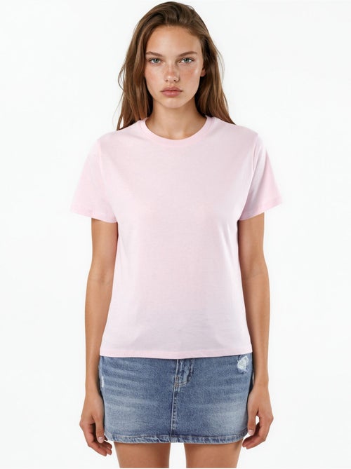 T-shirt de algodão lisa com gola redonda busem - Kiabi T-shirt de algodão lisa com gola redonda busem - Kiabi