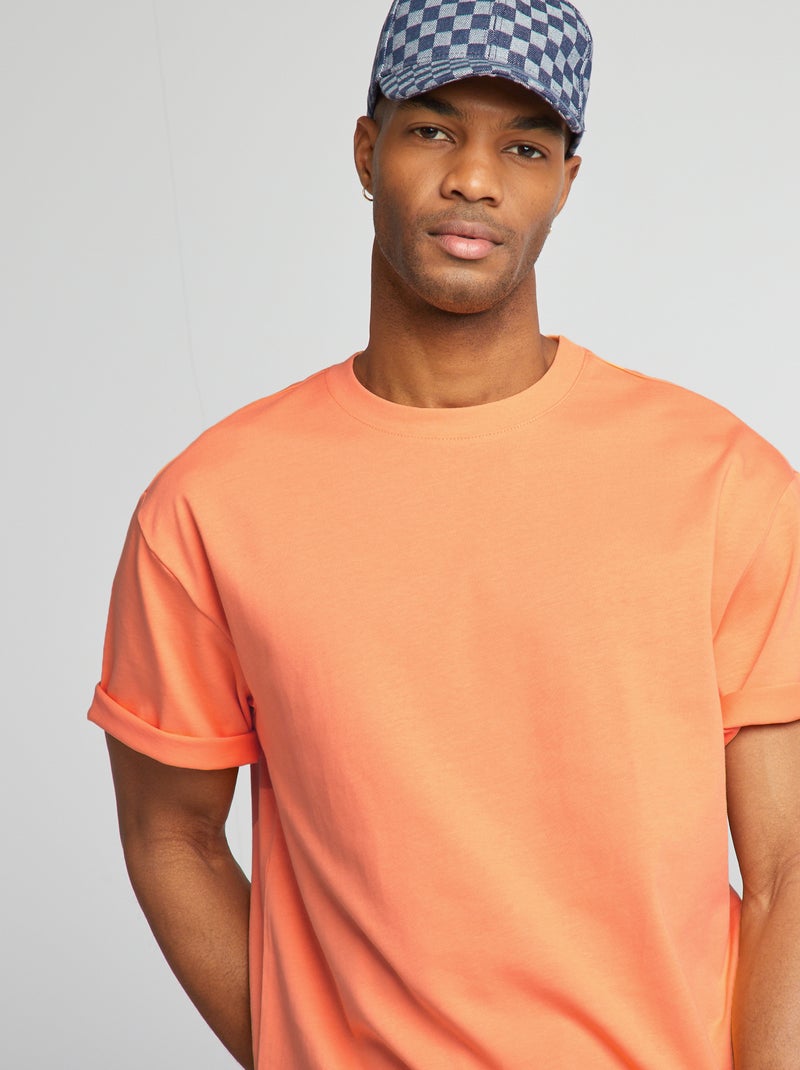 T-shirt de algodão lisa LARANJA - Kiabi