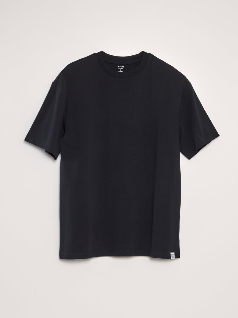 T-shirt de algodão lisa Preto - Kiabi