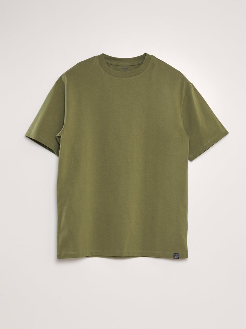 T-shirt de algodão lisa Verde - Kiabi