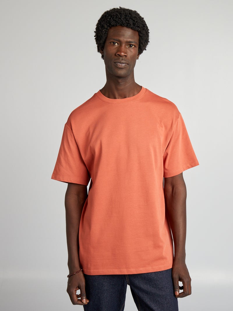 T-shirt de algodão lisa VERMELHO - Kiabi