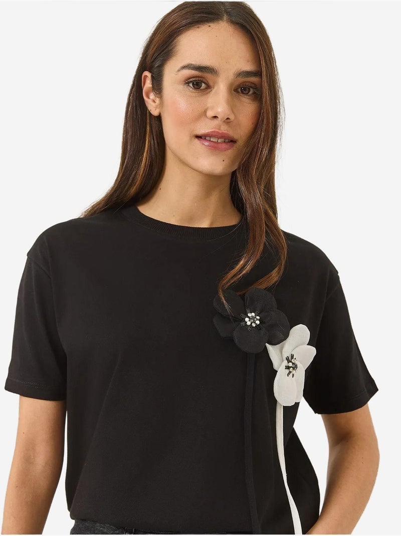 T-shirt de algodão manga curta accessory lucci Preto - Kiabi
