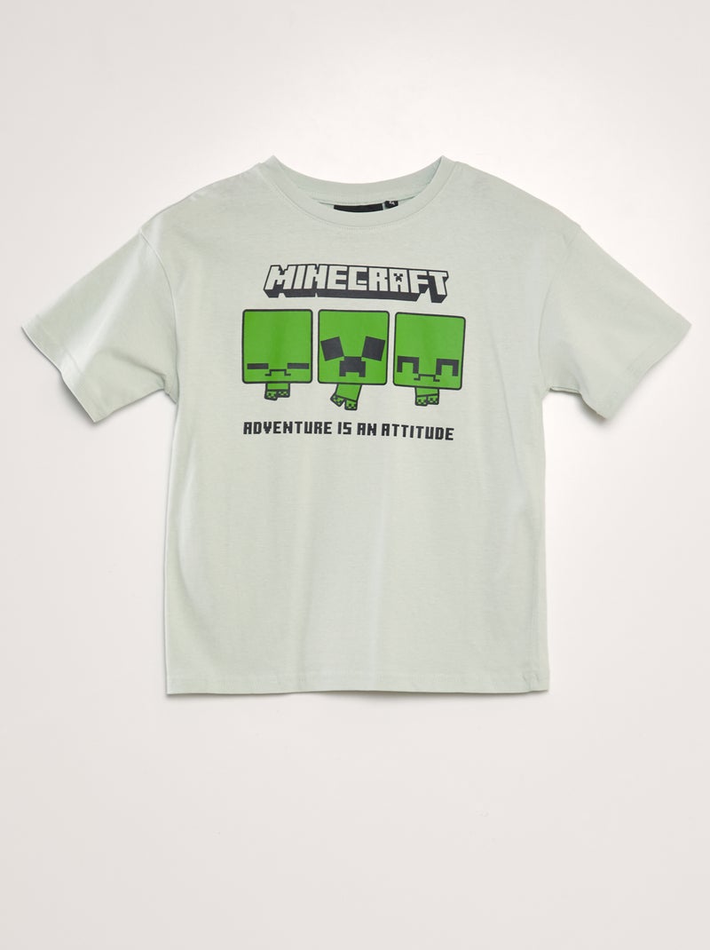 T-shirt de algodão 'Minecraft' Azul - Kiabi