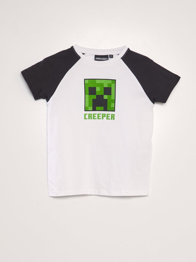 T-shirt de algodão 'Minecraft' Branco - Kiabi