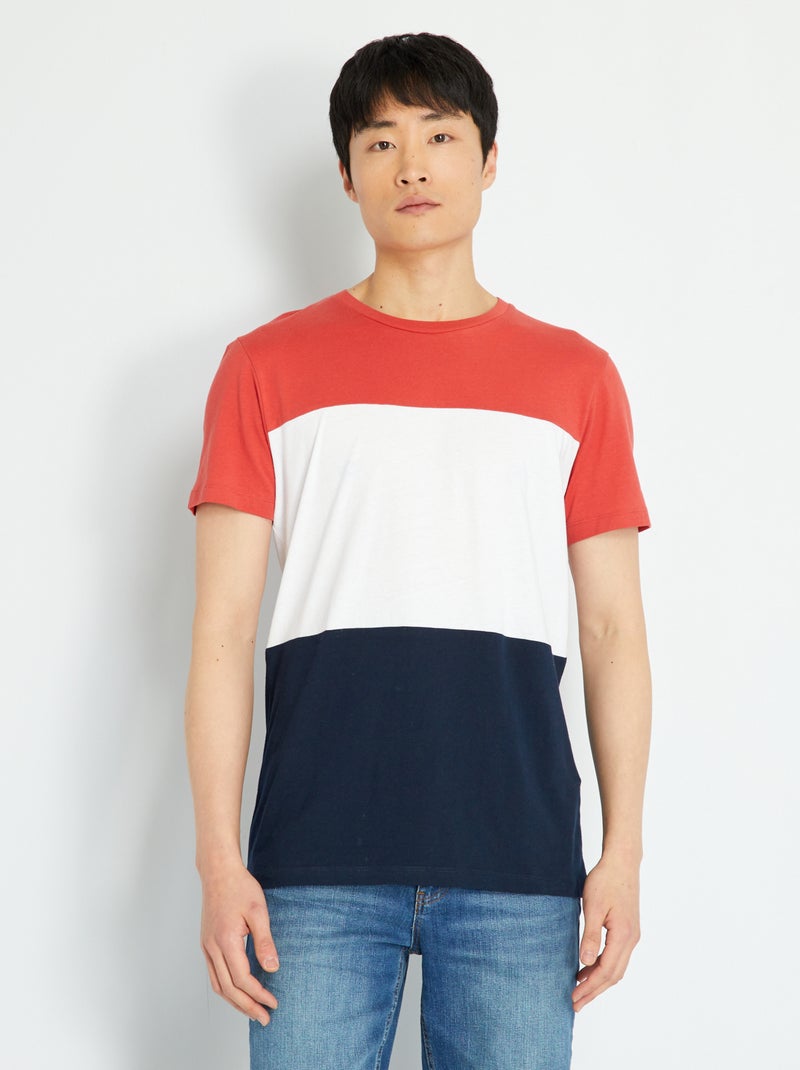 T-shirt de algodão multicores VERMELHO - Kiabi