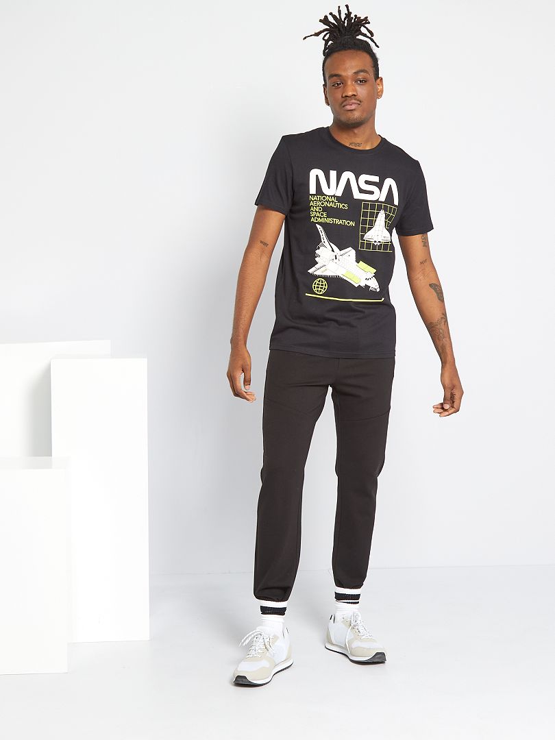 T-shirt de algodão 'NASA' Preto - Kiabi