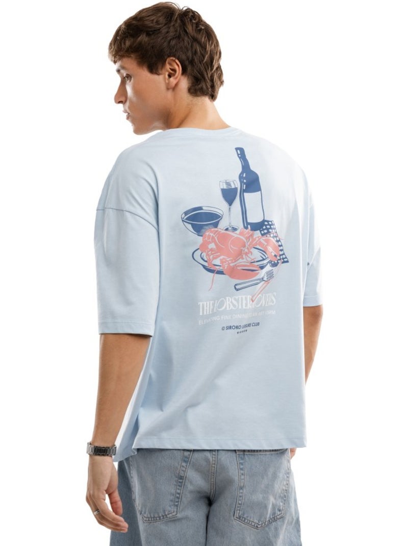 T-shirt de algodão orgânico de manga curta para homem Azul - Kiabi