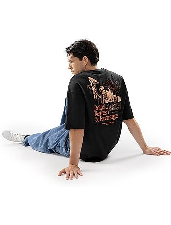 T-shirt de algodão orgânico de manga curta para homem