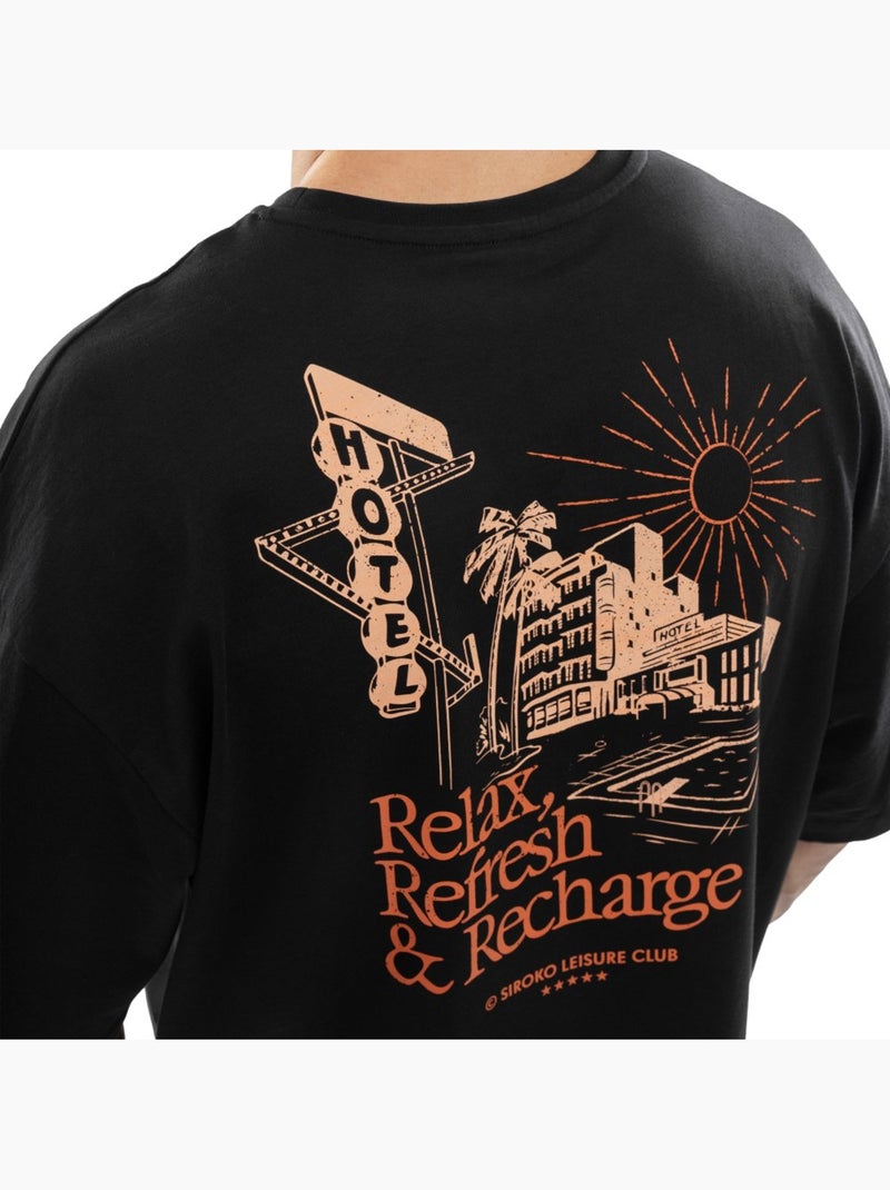 T-shirt de algodão orgânico de manga curta para homem Preto - Kiabi