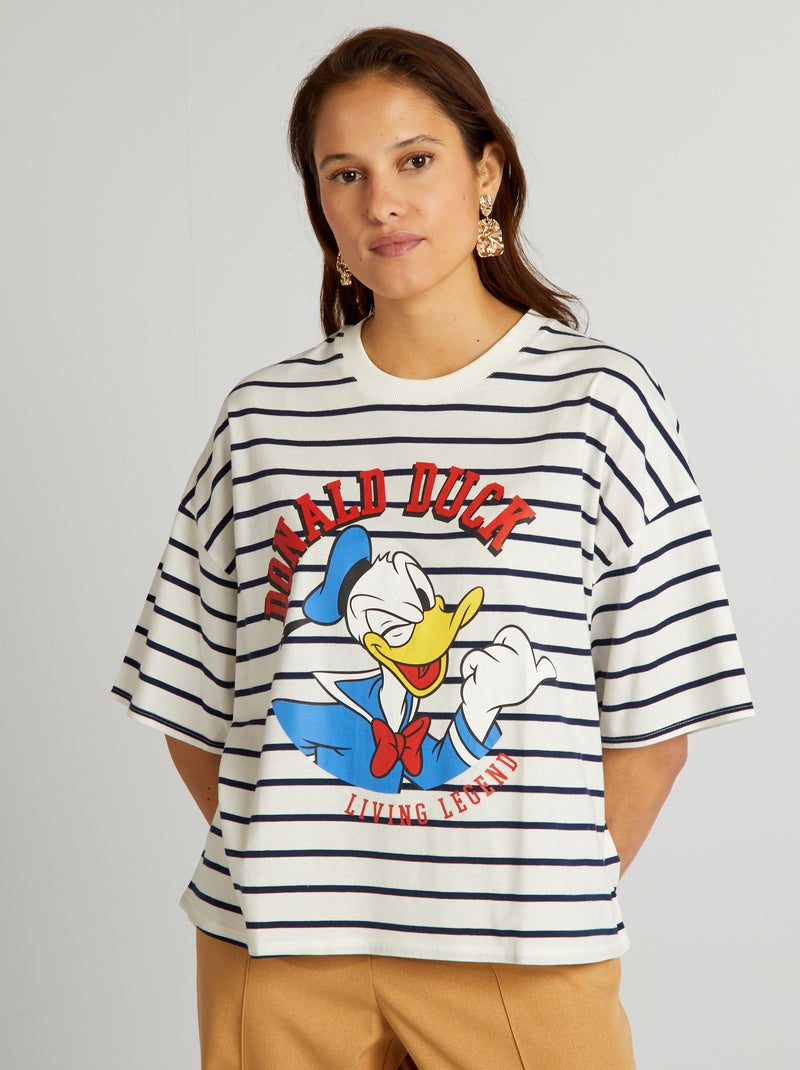T-shirt de algodão 'Pato Donald' da 'Disney' BRANCO - Kiabi