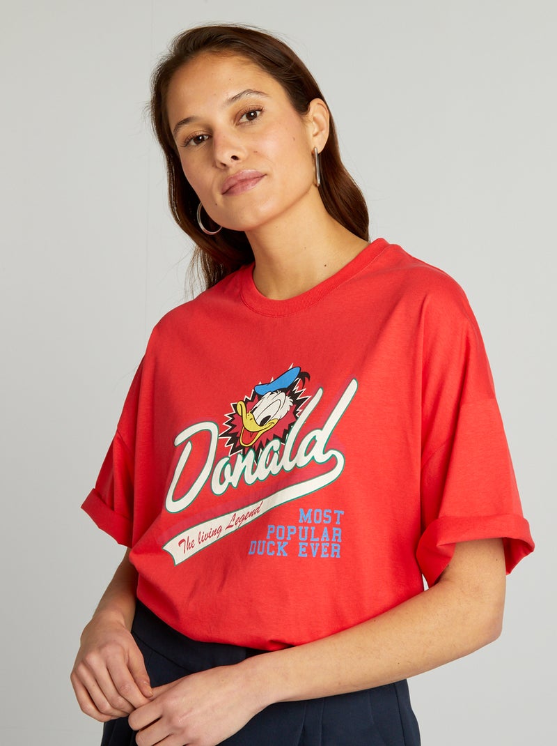 T-shirt de algodão 'Pato Donald' da 'Disney' VERMELHO - Kiabi