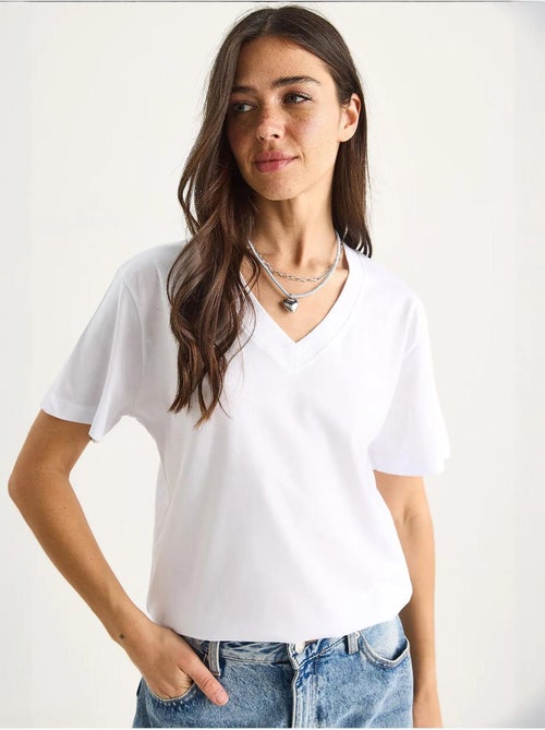 T-shirt de algodão penteado com decote em v comfort fit lucci - Kiabi T-shirt de algodão penteado com decote em v comfort fit lucci - Kiabi