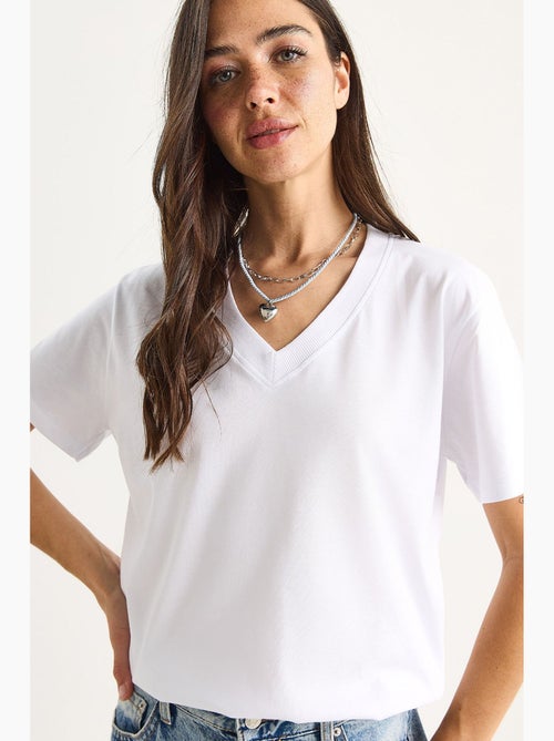 T-shirt de algodão penteado com decote em v comfort fit lucci - Kiabi T-shirt de algodão penteado com decote em v comfort fit lucci - Kiabi
