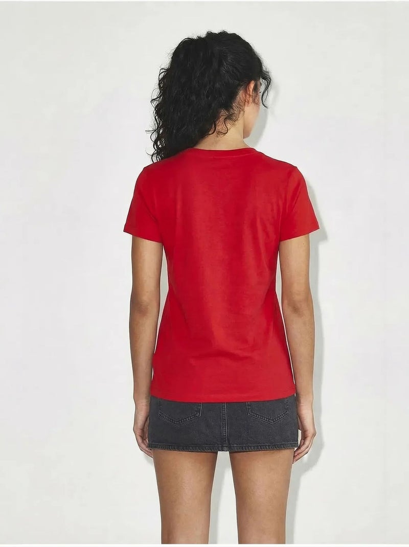 T-shirt de algodão penteado com decote em v comfort fit lucci Vermelho - Kiabi