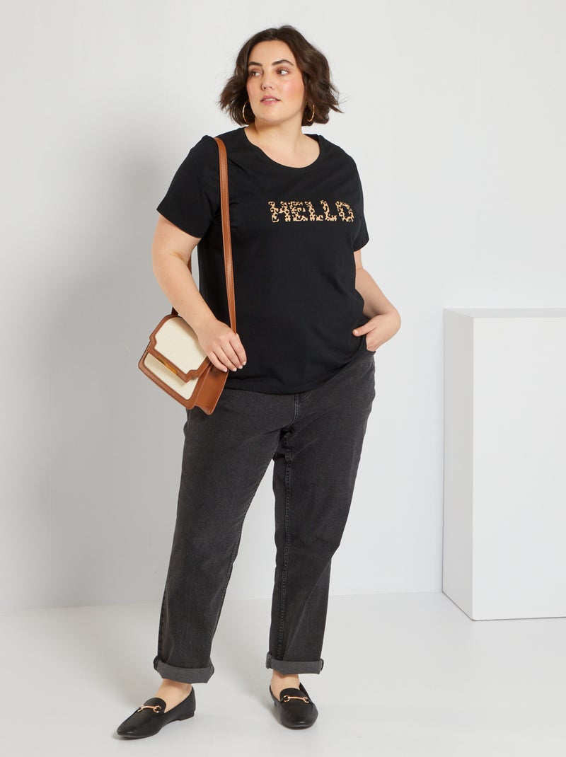 T-shirt de algodão PRETO - Kiabi