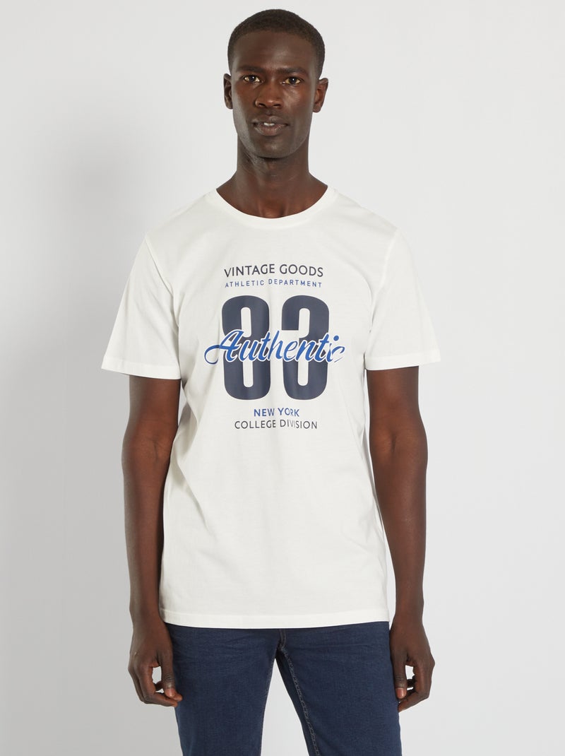 T-shirt de algodão 'Produkt' Branco - Kiabi