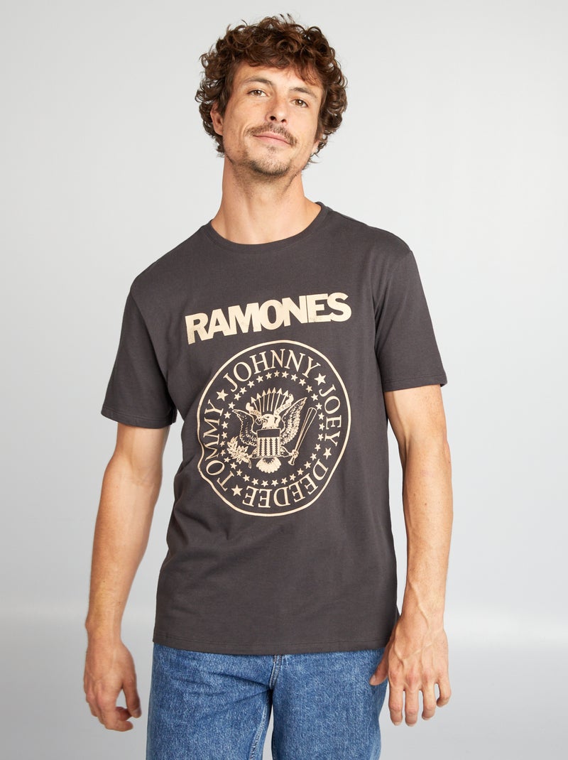T-shirt de algodão 'Ramones Stone' PRETO - Kiabi