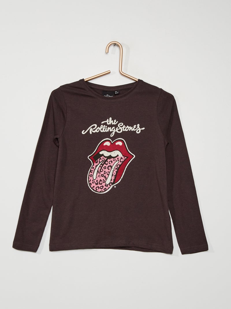 T-shirt de algodão 'Rolling Stones' Cinza Escuro - Kiabi