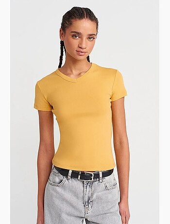 T-shirt de algodão slim fit com decote em v dilvin