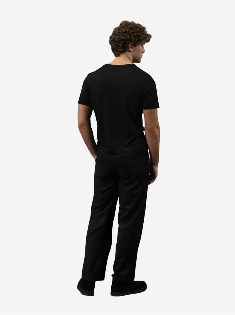 T-shirt de algodão slim fit com gola redonda giesto Preto - Kiabi