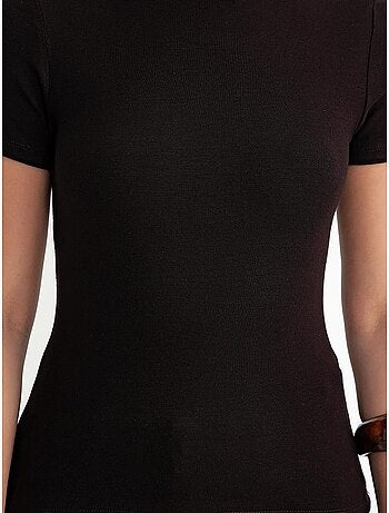 T-shirt de algodão slim fit com gola redonda mixray