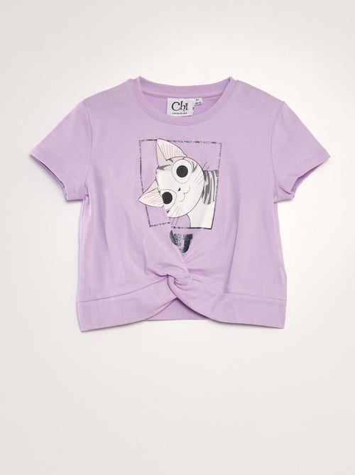 T-shirt de algodão 'Une vie de chat' - Kiabi