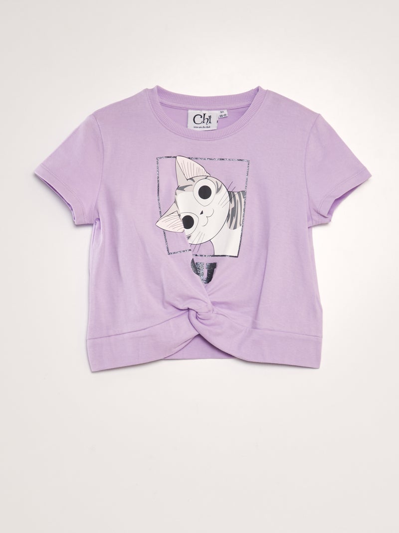 T-shirt de algodão 'Une vie de chat' VIOLETA - Kiabi