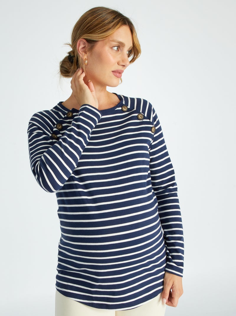 T-shirt de amamentação às riscas AZUL - Kiabi